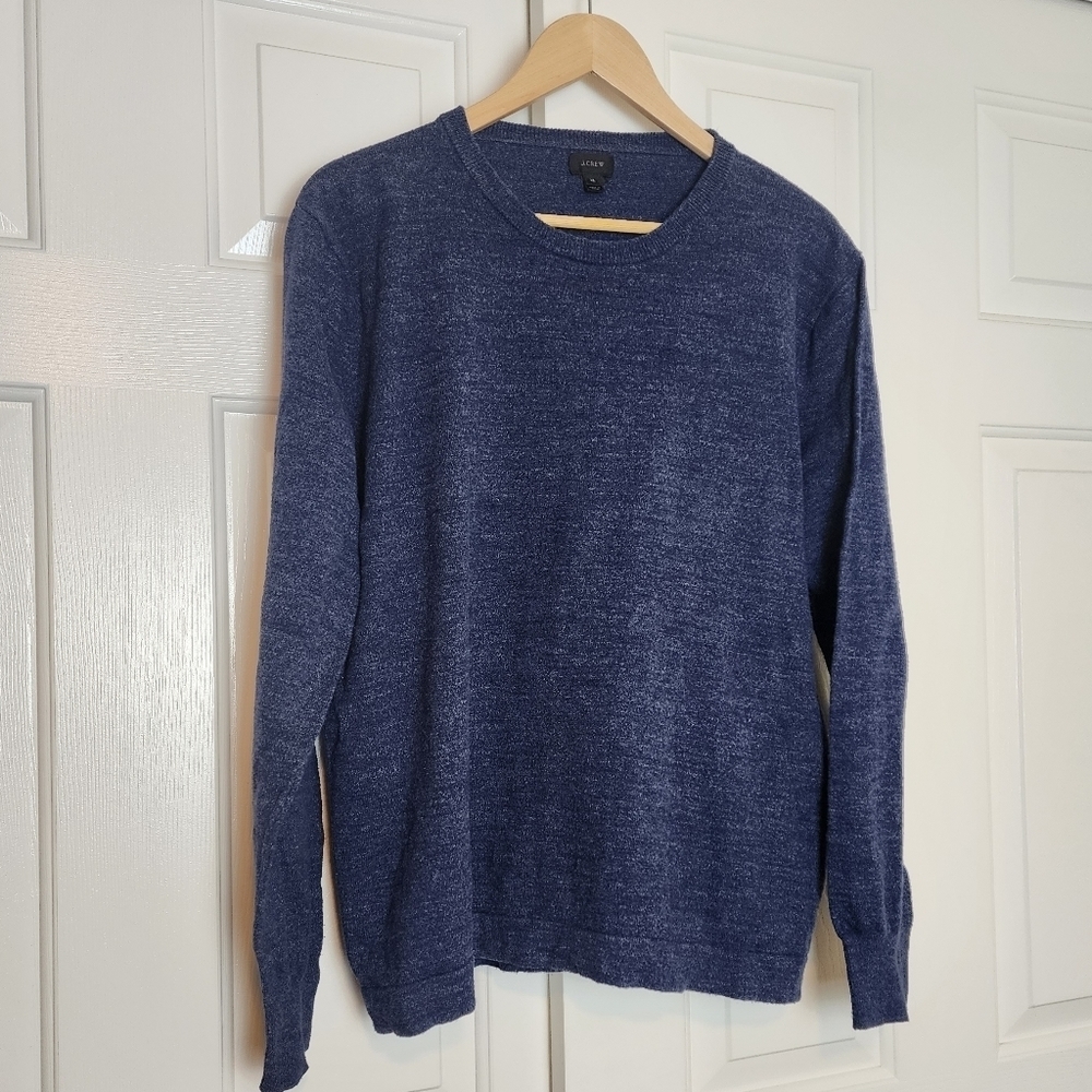 J.Crew  Blue Crew Neck Pullover Marbled Cotton Men's Sweater  Size XL